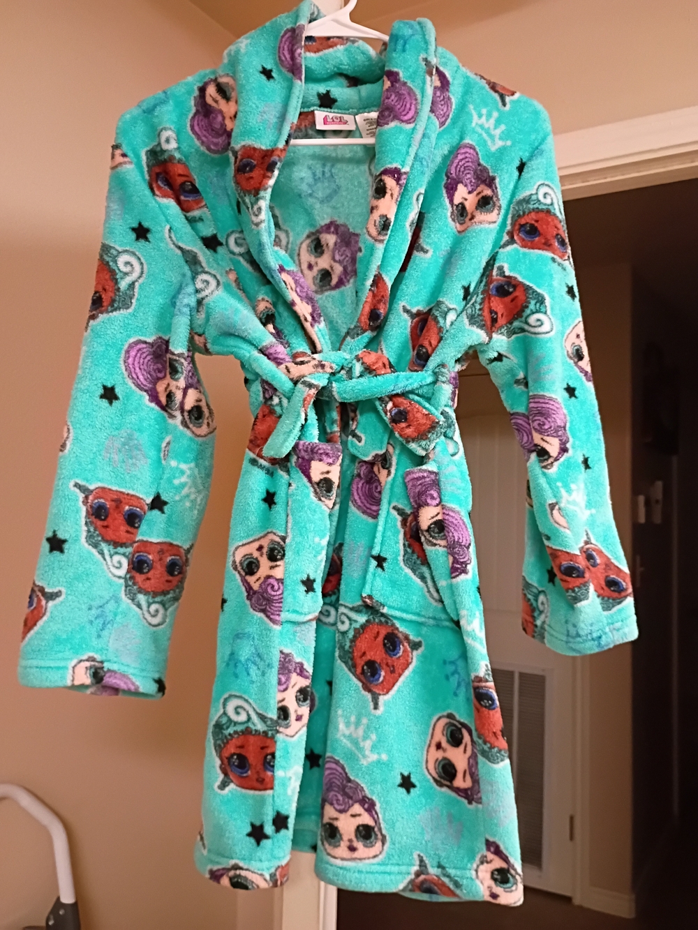 Kids Plush Turquoise Character Robe with Hood